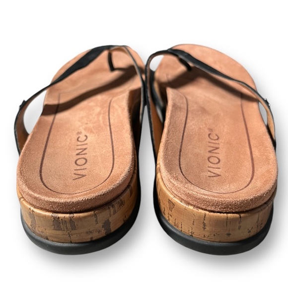 VIONIC Copal Daniela Leather Toe Post Sandals Black Slip On Thong Flip Flops 9 - Picture 5 of 7
